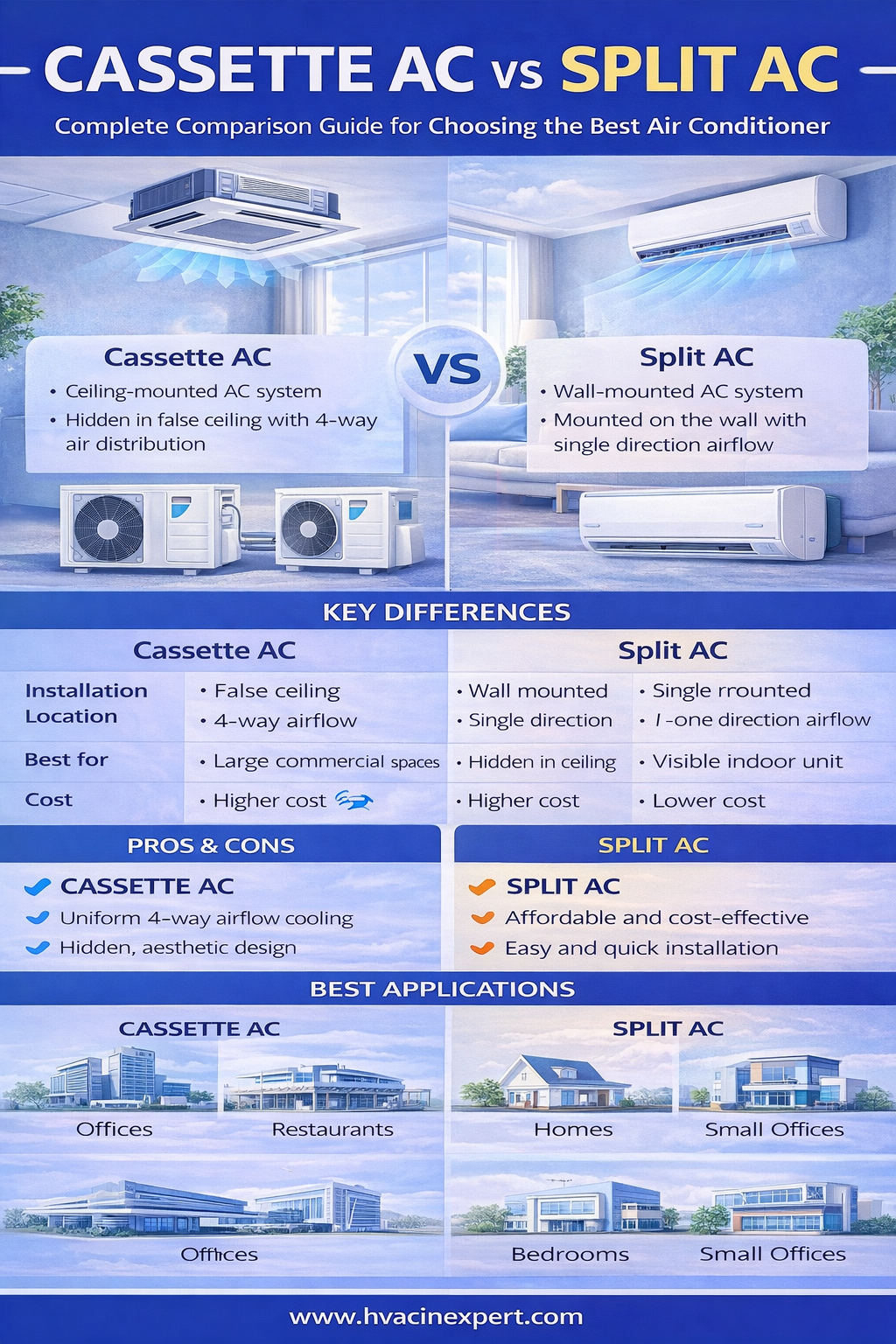 Cassette AC vs Split AC