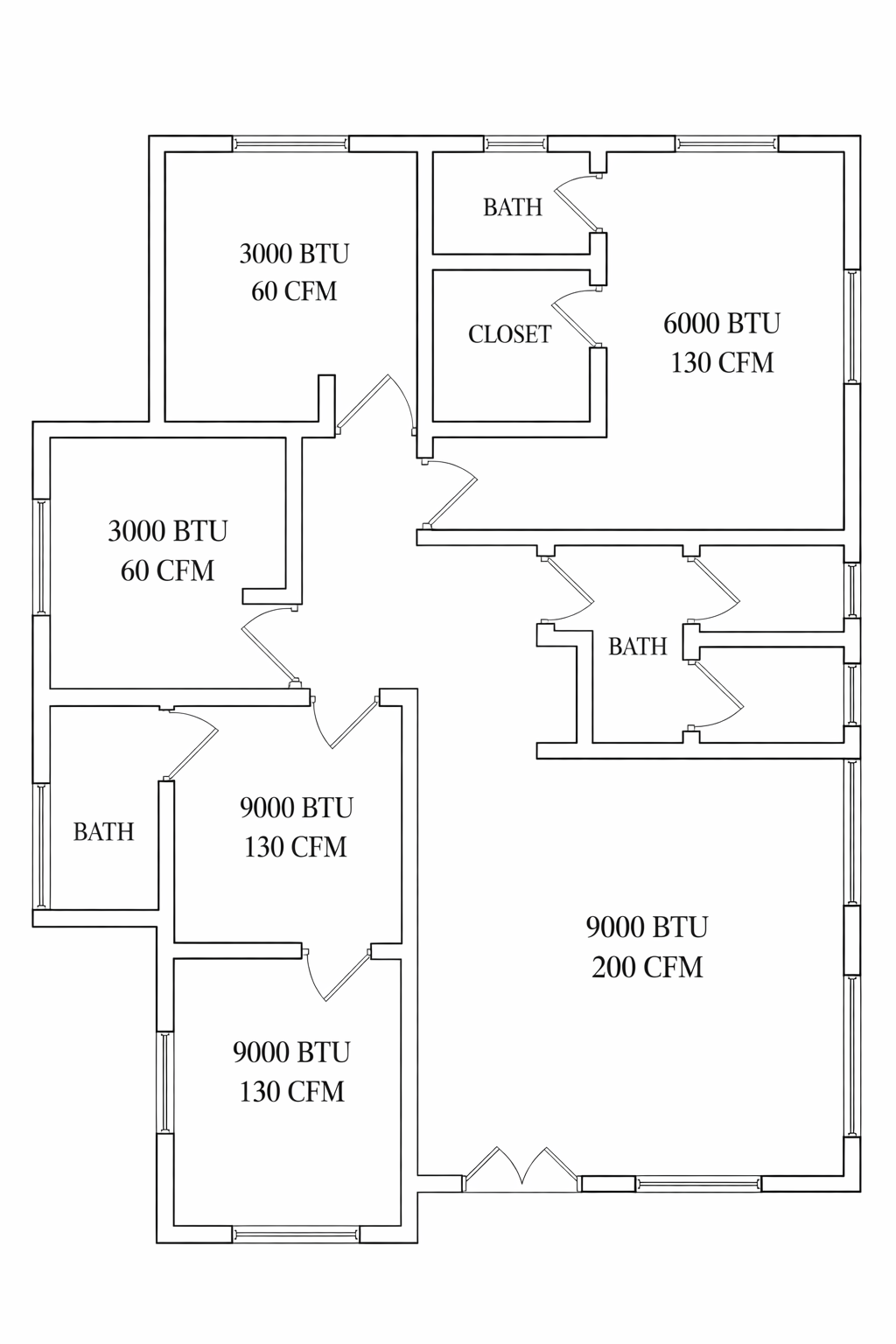Layout Drawing with BTU & CFM